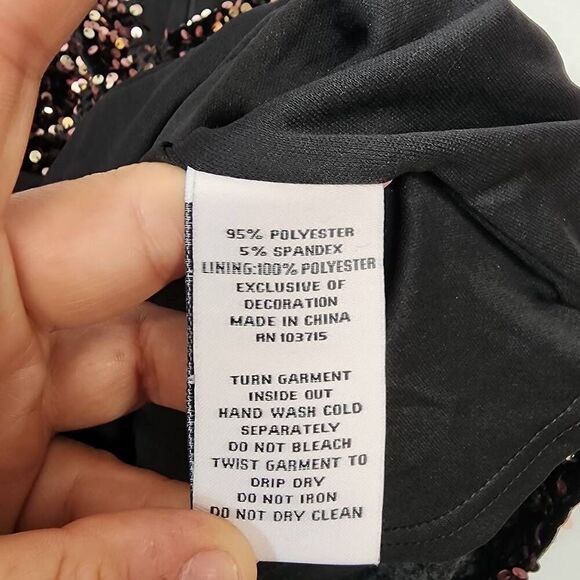 Nanette Lepore Black Blush Sequin Long Sleeve Party Top Size L NWT Holiday Party - Picture 7 of 8